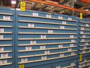 LISTA HEAVY DUTY 9-DRAWER PARTS CABINET W/ CONTENTS (W-50) LOADING & HANDLING FEE $25-